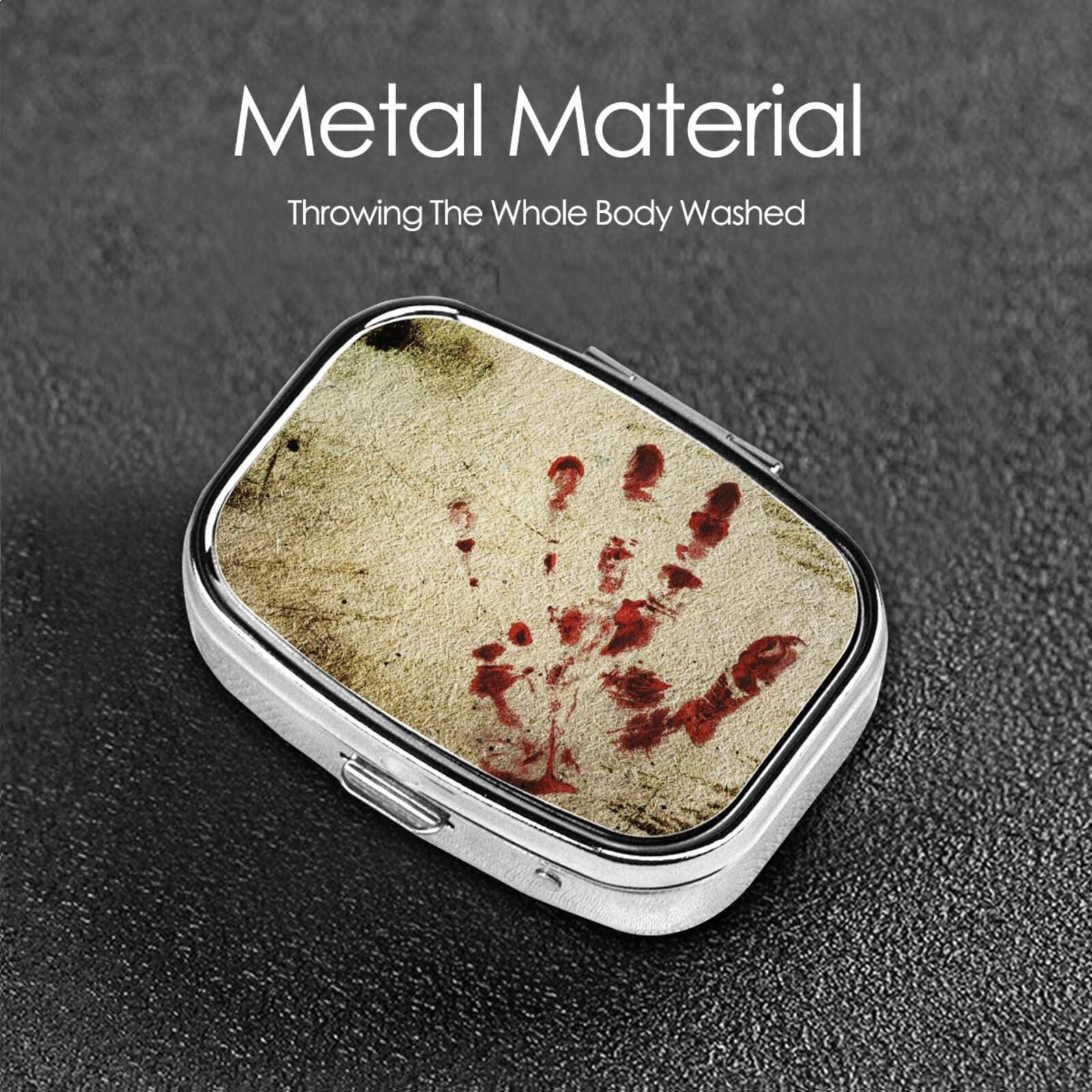 KArFri Handprint Pill Box Small Pill Case for Purse & Pocket Cute Pill Organizer Daily Pill Box Organizer Travel Pill Container 2 Compartment Pill Holder Mini Pill Case Rectangle Pillbox