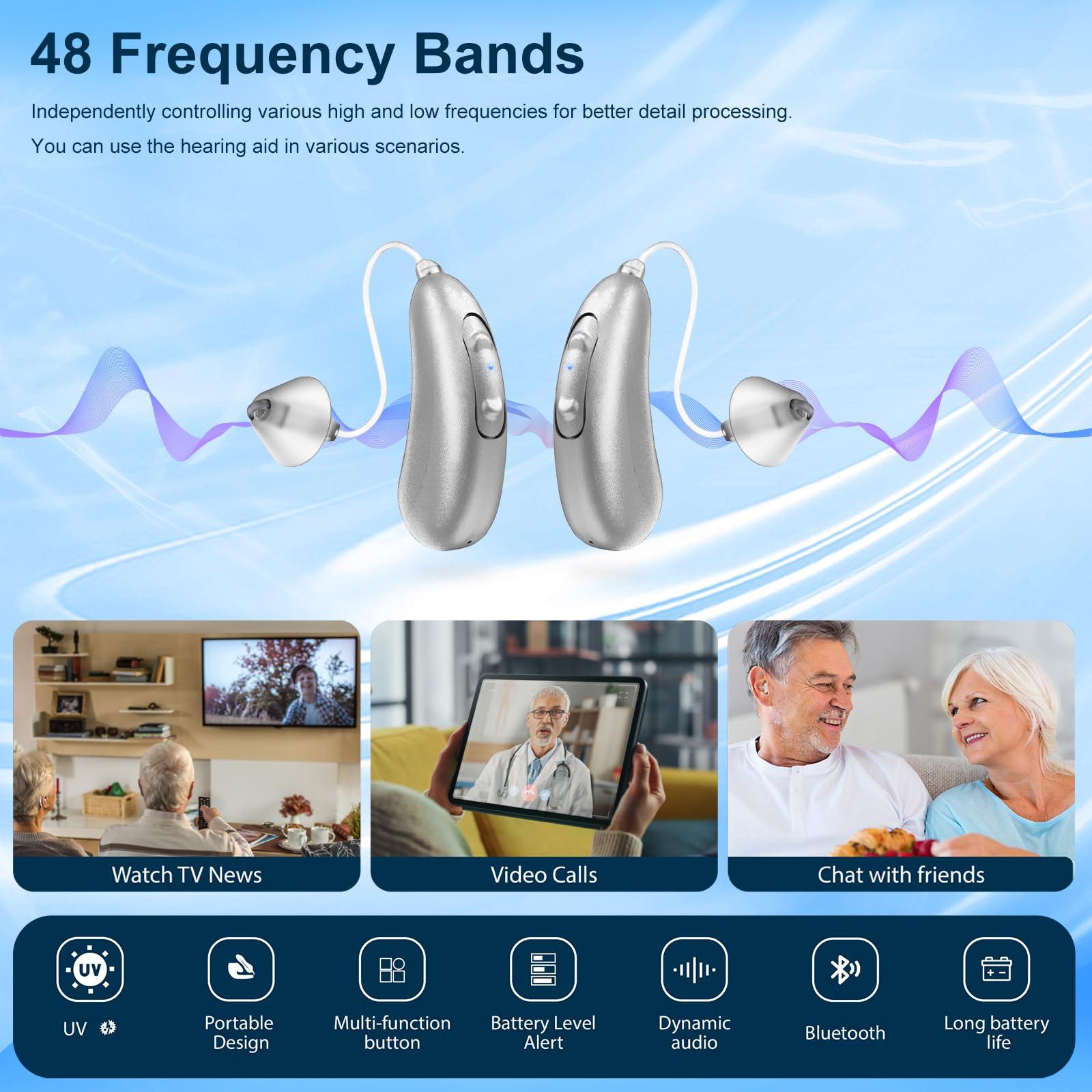 NELPO Nelpo BH-R55 Hearing Aids for Seniors & Adults, 48-Channel Rechargeable OTC Hearing Amplifier with Noise Cancelling, 6 Sound Modes, 18H Charging Case for Mild to Moderate Hearing Loss