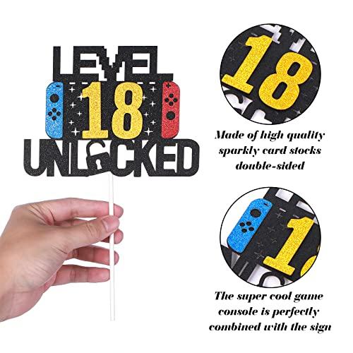 Prasacco Prasacco Level Unlocked Birthday Cake Topper DIY Level Up Happy Birthday Cake Topper Video Gaming Themed Party Decorations for Kids Boys Girls Gamer