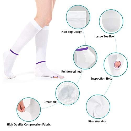 DCCDU T.E.D. Anti Embolism Compression Stockings Thigh High Knee High for Women Men, 15-20 Mmhg Compression TED Hose.