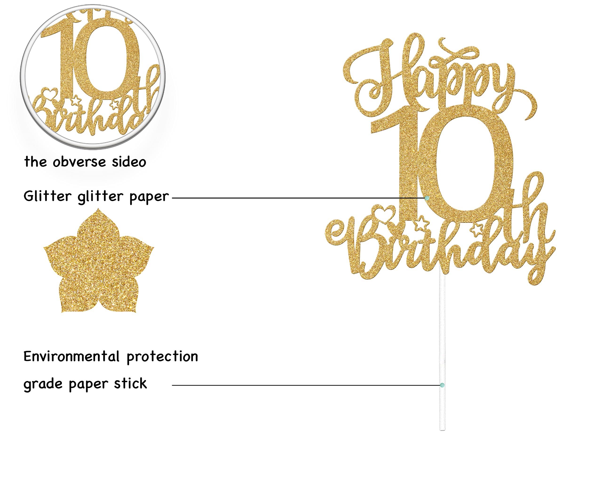 Four Ever Sweet Happy 10th Birthday Cake Topper, 10 Year Old Birthday Decorations, In My Double Digits Era Party Cake Decor Sign, Adios Single Digits Party Supplies Gold
