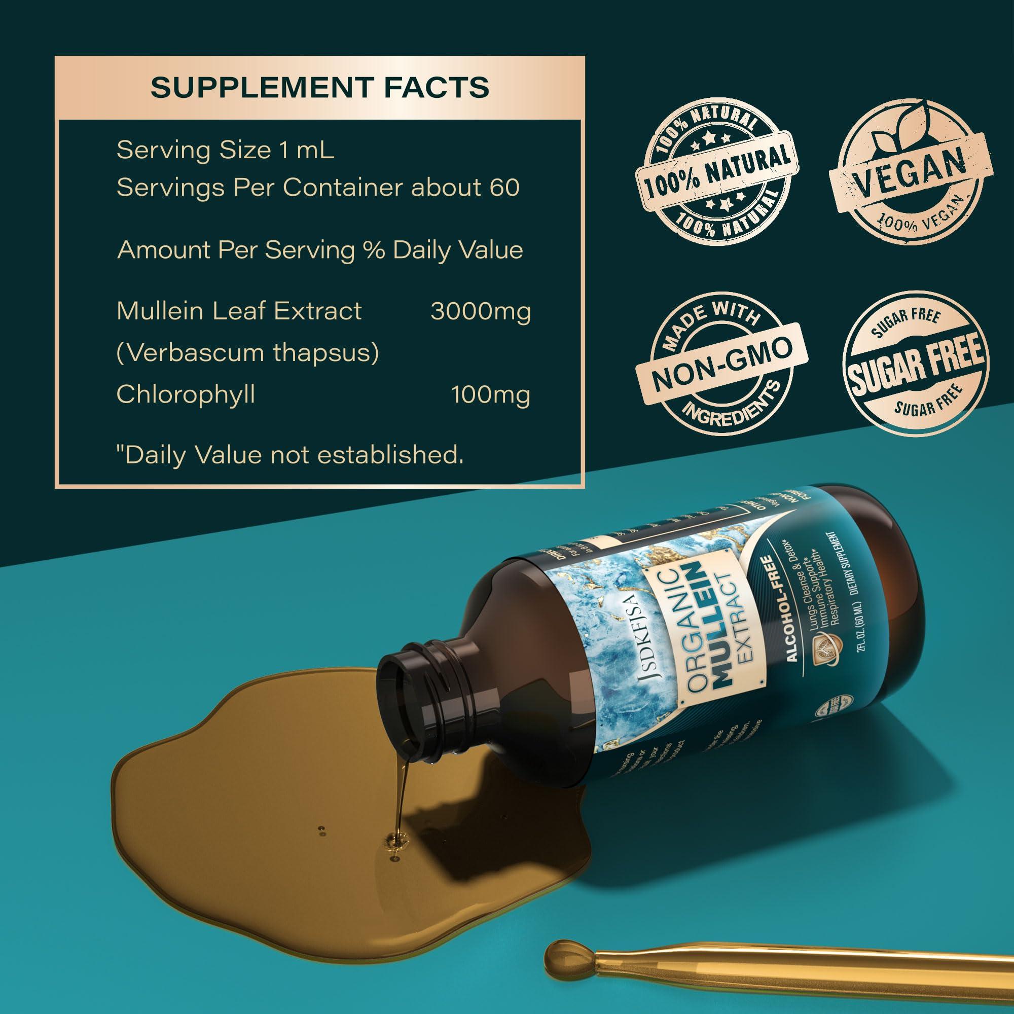 JSDKFJSA JSDKFJSA Mullein Drops for Lungs,Support Lung Cleanse/Detox & Respiratory Function for Healthy Breathing - Mullein Leaf Extract for Lungs-2 fl.oz