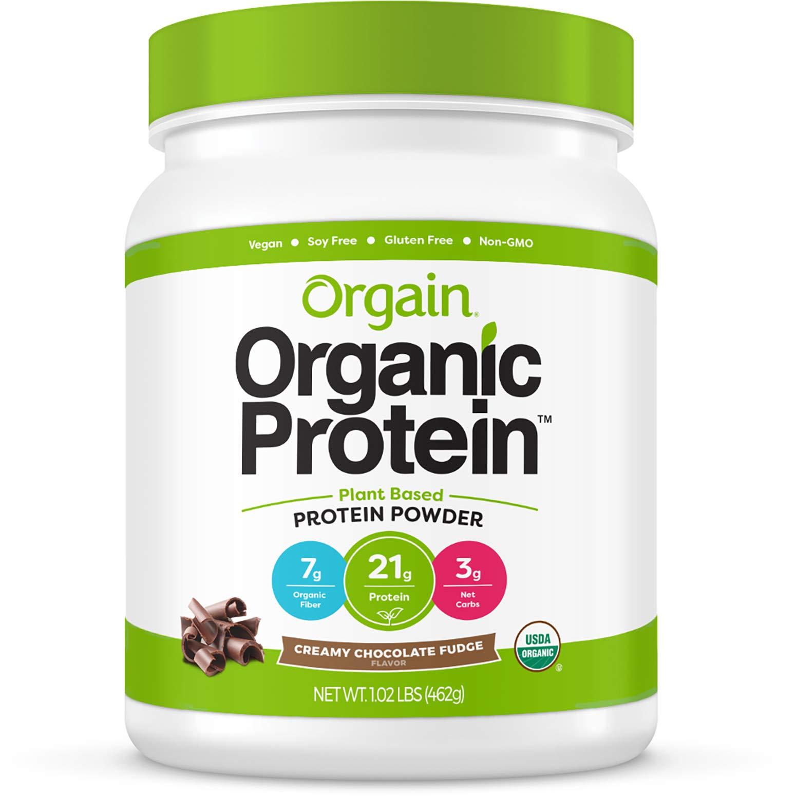 Orgain Orgain Organic Plant Based Protein Powder, Creamy Chocolate Fudge - 1.02 Pound & Organic Plant Based Protein Powder, Vanilla Bean - Vegan, Low Net Carbs, Non Dairy, Gluten Free, 1.02 Pound