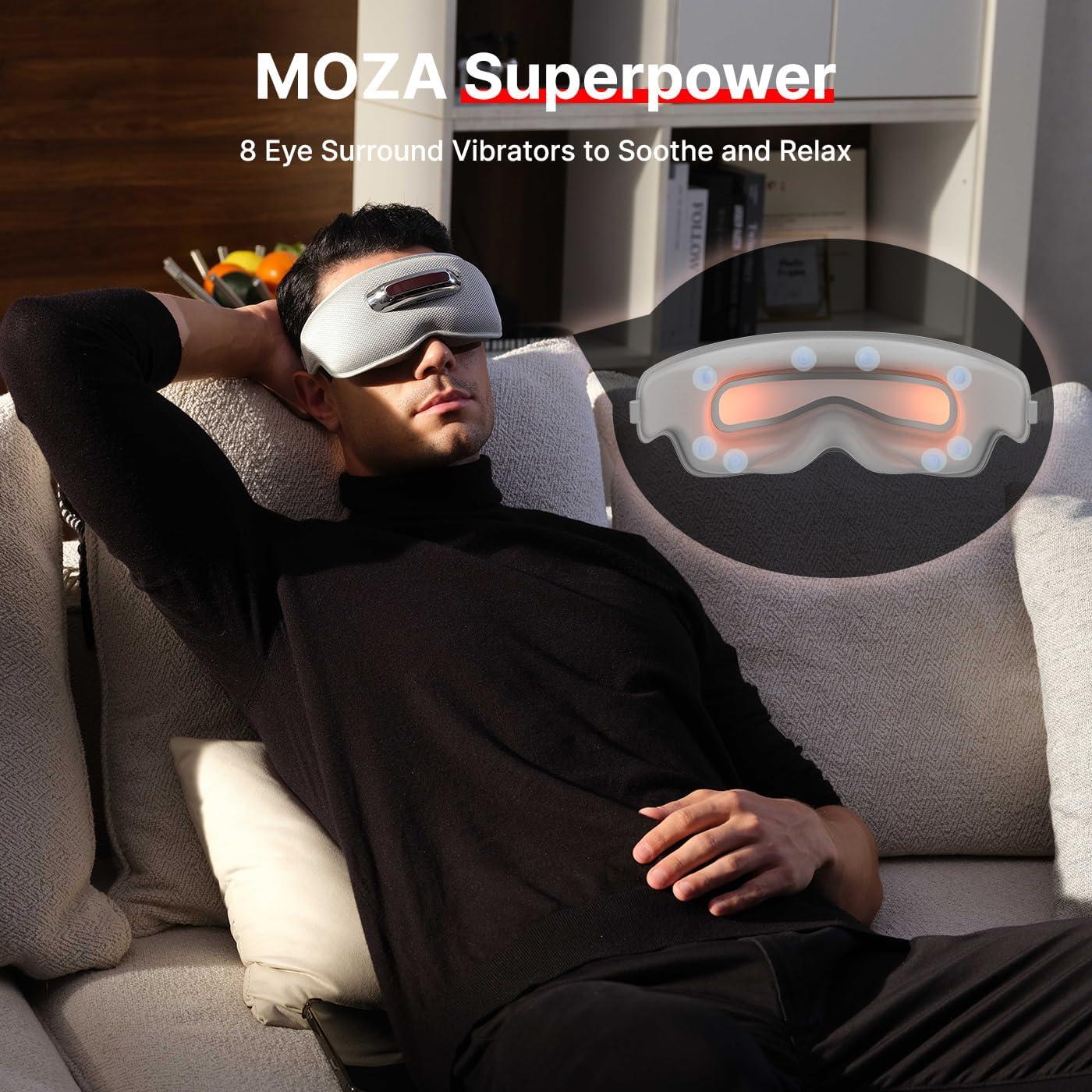 MOZA MOZA Heated Eye Mask for Sleep, Breath Guidance Eye Massager Blackout Sleeping Mask for Travel and Mindfulness, Birthday Gift Sleep Mask for Women Men, Meditation Eye Massager with Heat and Vibration