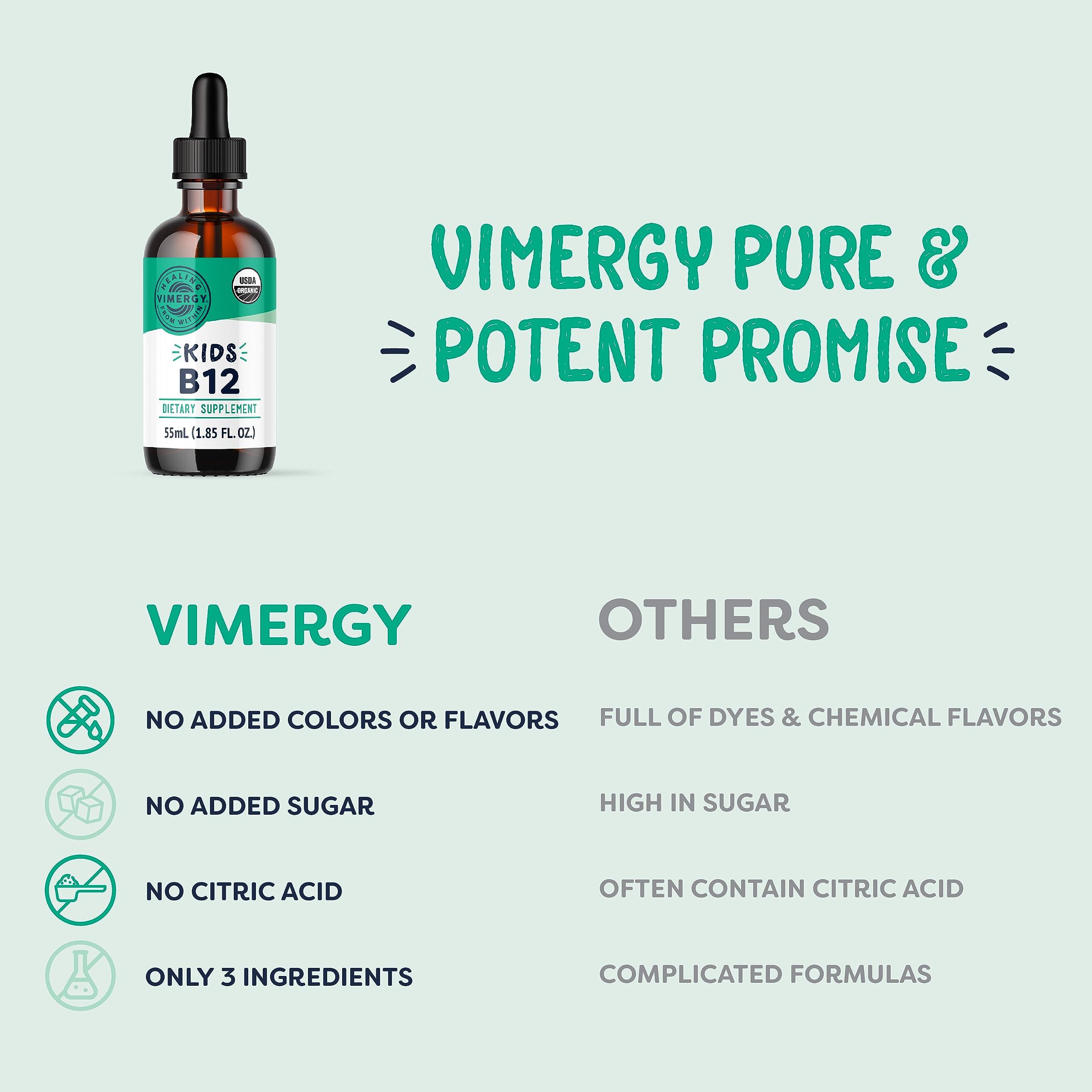 Vimergy Vimergy Kids Organic Liquid B12 Promotes Physical Development & Cognitive Function* Fast-Absorbing Immune Support* USDA Organic, Vegan, Non-GMO 55 mL