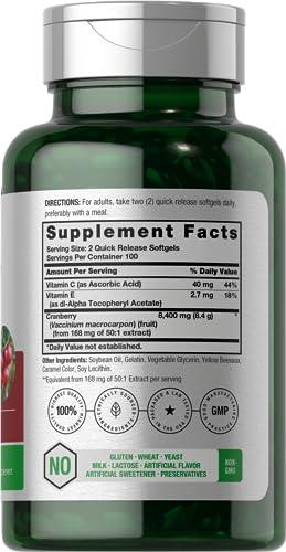 Horbach Horbach Cranberry Pills with Vitamin C | 8400mg | 200 Softgels | Concentrate Extract Supplement | Non-GMO, Gluten Free