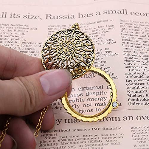 EIERFSKIOT EIERFSKIOT Magnifying Glass Pendant,Magnifying Glass Necklace,Magnifying Glasses Pendant Necklace Magnifier Pocket Magnifying Glass Monocle Hanging Pendant Chain Reading Magnifier