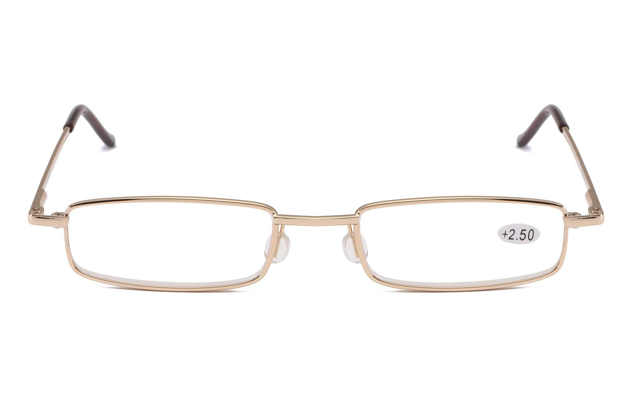 SOOLALA SOOLALA Mens Womens Lightweight Compact Reader Reading Glasses Reader w/Pen Clip Tube Case, Yellow, +1.0x