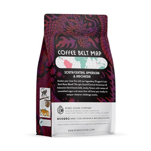 Bones Coffee Company Bones Coffee Company Dragon\'s Lair Flavored Coffee Beans, Whole Bean Coffee Dark Roast Low Acid (12 oz)