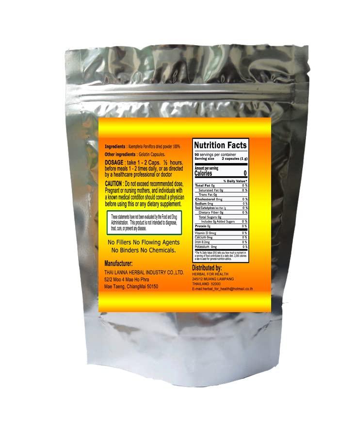 THAI LANNA INDUSTRY Kaempferia Parviflora-Black Ginger-Black Galangal-krachai Dum in Thai 500 Mg. 180 Caps.from Thailand