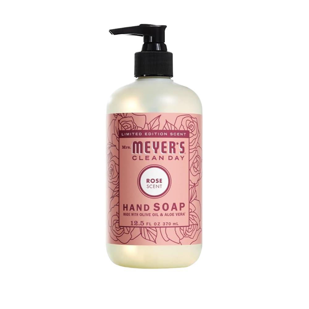 MRS. MEYER\'S CLEAN DAY Variety, 1 Mrs. Meyer\'s Room Freshener, 8 OZ, 1 Mrs. Meyer\'s Liquid Dish Soap, 16 OZ, 1 Liquid Hand Soap,12.5 OZ, 1 Multi-Surface Cleaner 16 OZ, 1 CT (Rose)