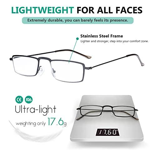 Eyekepper Eyekepper 5-Pack Straight Thin Stamped Metal Frame Half-Eye Style Reading Glasses Readers Black +2.0