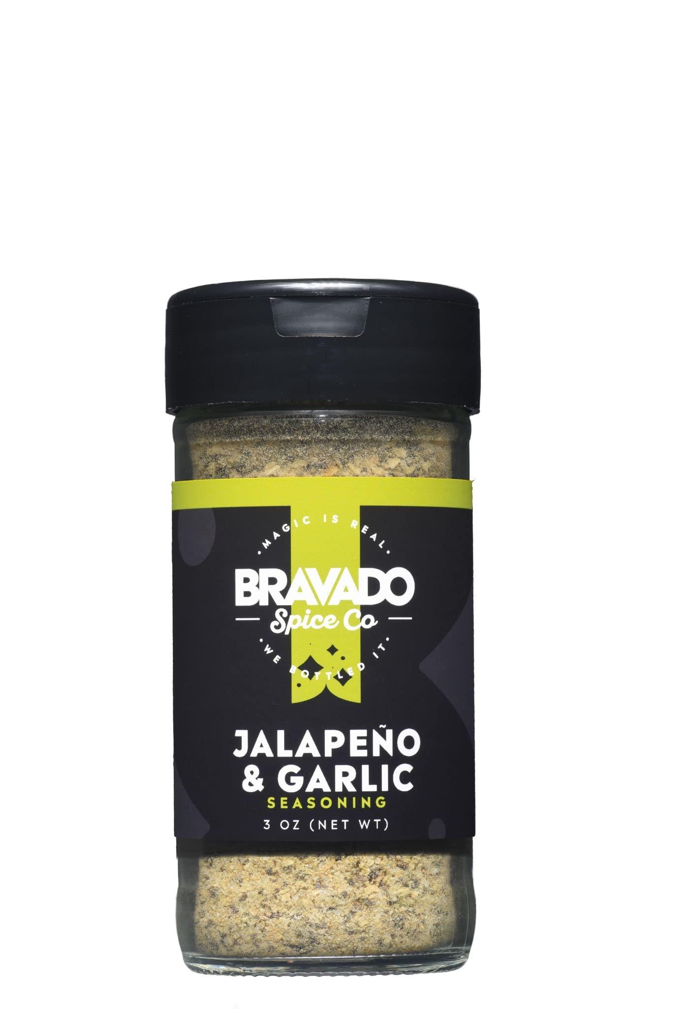 Bravado Spice Jalapeno & Garlic Seasoning By Bravado Spice Gluten Free, Vegan, Low Carb Paleo All Natural 3 oz All Seasoning Bottle Award Winning Gourmet All Purpose Seasoning