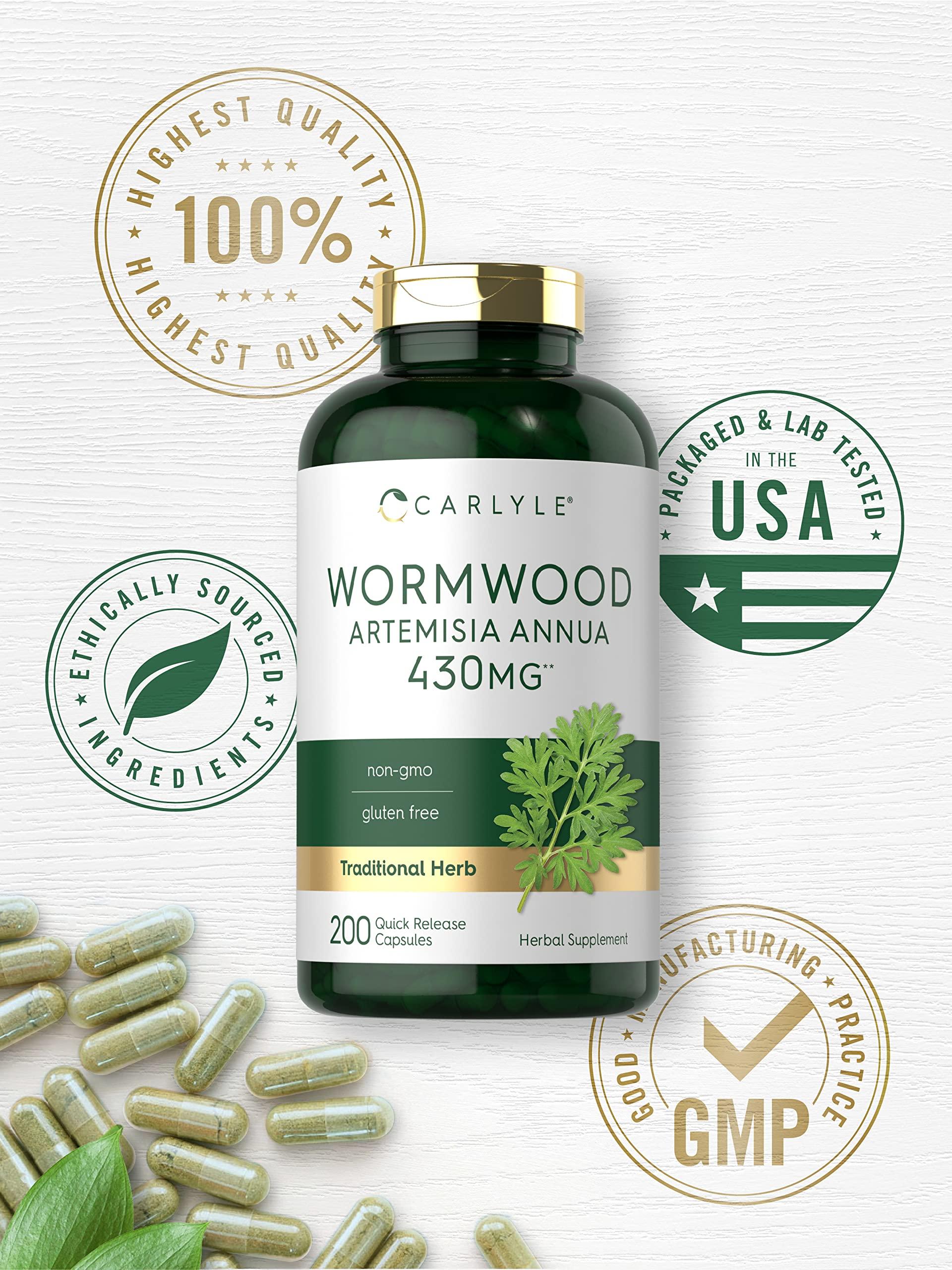 Carlyle Carlyle Wormwood Capsules 430mg | Artemisia Annua Herb | 200 Count | Non-GMO & Gluten Free Supplement