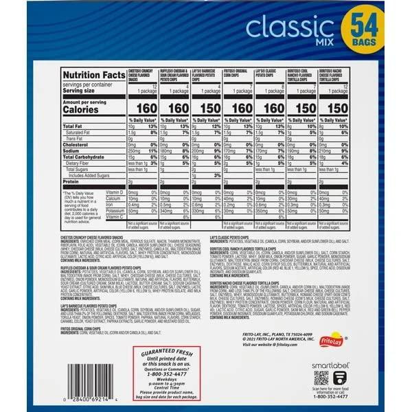 Frito Lay Frito Lay Classic Chips Variety, 1 Ounce (54 Count)