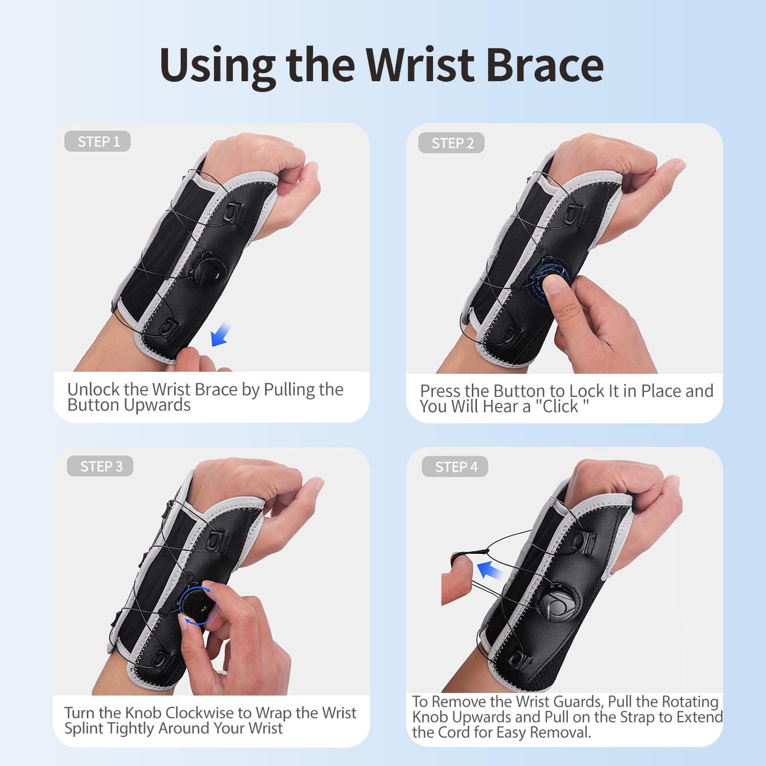 COMFORCE COMFORCE Wrist Brace for Carpal Tunnel, Adjustable Knob Wrist Support Stabilizer Hand Brace Night Support for Arthritis Tendonitis Sprains Wrist Pain, Fits Left & Right Hand Men and Women (5.5-9.5 inches)