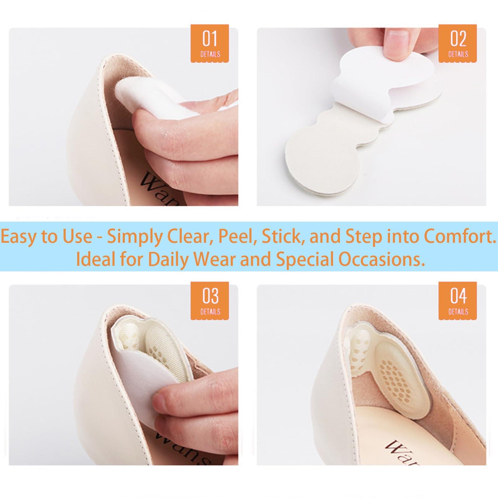 VitmdtX Heel Grips Liner Cushions Inserts for Loose Shoes, 4 Pairs Heel Pads Snugs for Shoe Women Men That are Too Big Filler Prevent Slipping, Blisters Beige