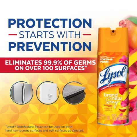 Lysol Lysol Disinfectant Spray - Mango & Hibiscus, 19 Oz (Pack of 5) (Packaging May Vary)