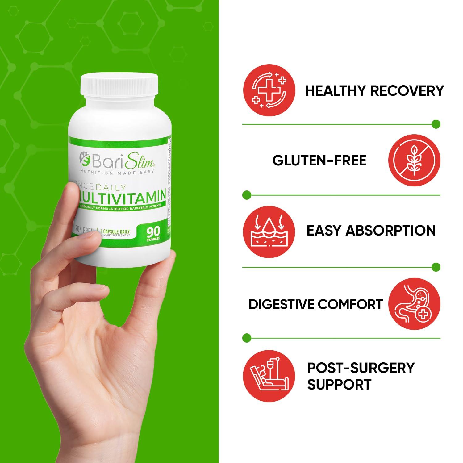 BariSlim BariSlim Once Daily Bariatric Multivitamin Capsule - Iron-Free Formula - Bariatric Vitamin and Supplement for Post Bariatric Surgery, Including Gastric Bypass and Gastric Sleeve | 90-Day Supply