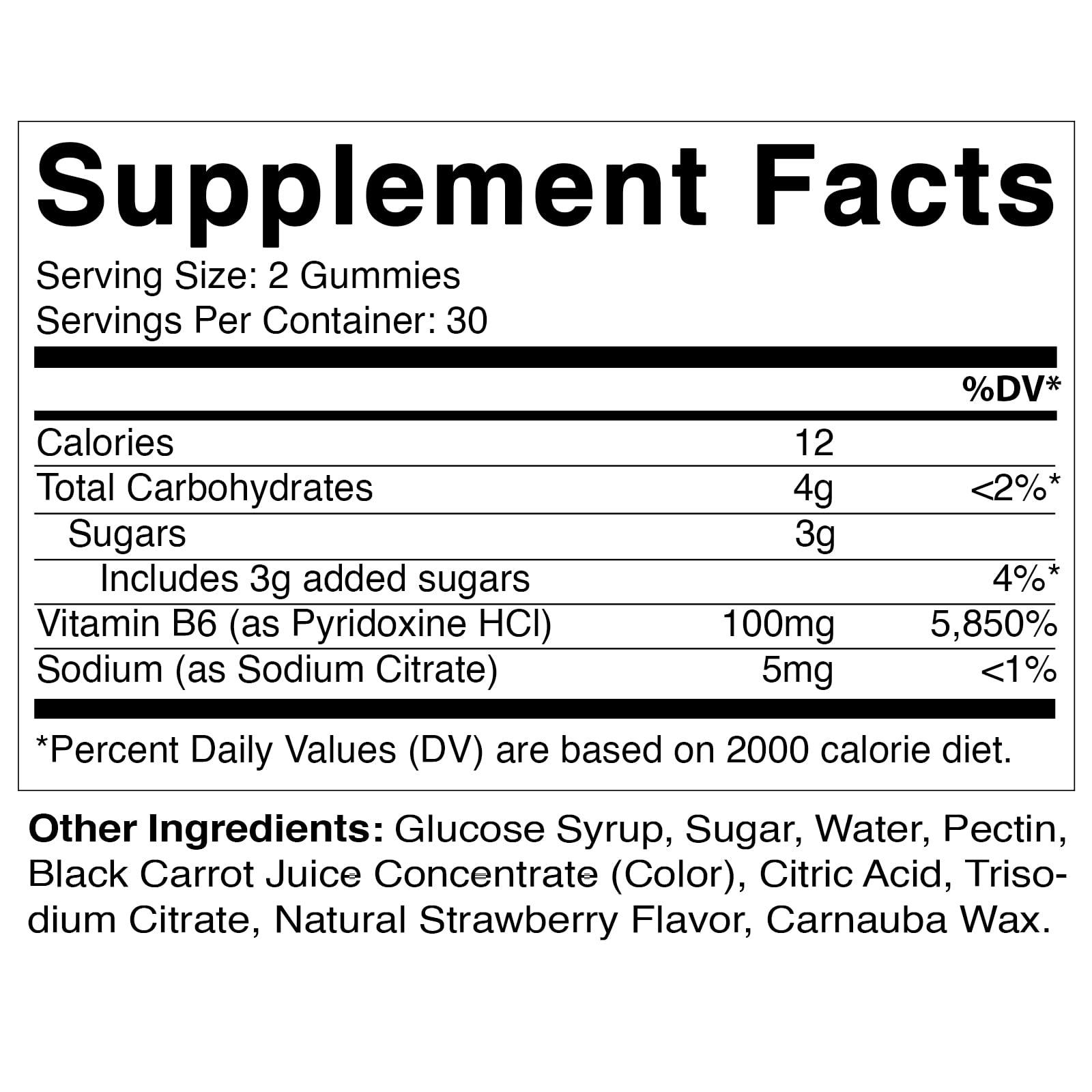 Vitamatic Vitamatic 2 Packs Vitamin B6 100mg - Strawberry Flavor - 60 Pectin Based Gummies - Supports Nervous System