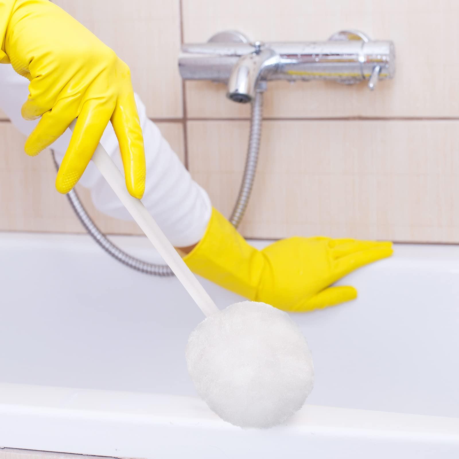 Eaasty 20 Pack Toilet Bowl Brush White Soft Swab Toilet Bowl Cleaners Disposable Toilet Brush Long Plastic Handled Toilet Bowl Mop with Silk Cotton Brush for Bathroom Toilet Bowl, 11 x 4.3 Inch