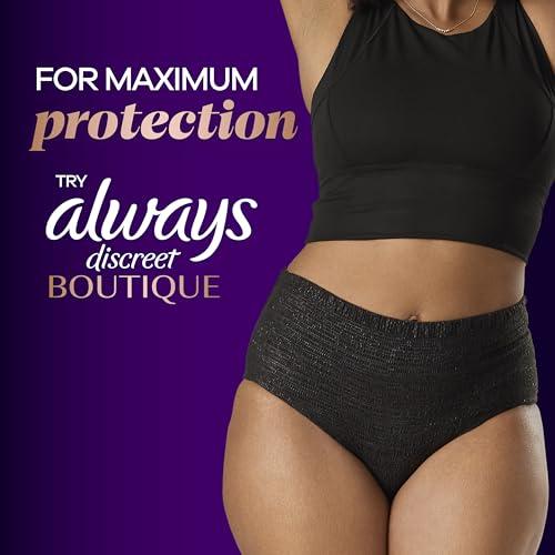 Always Discreet Always Discreet Adult Incontinence Pads for Women, Extra Heavy Absorbency, Long Length, Postpartum Pads, 112 CT