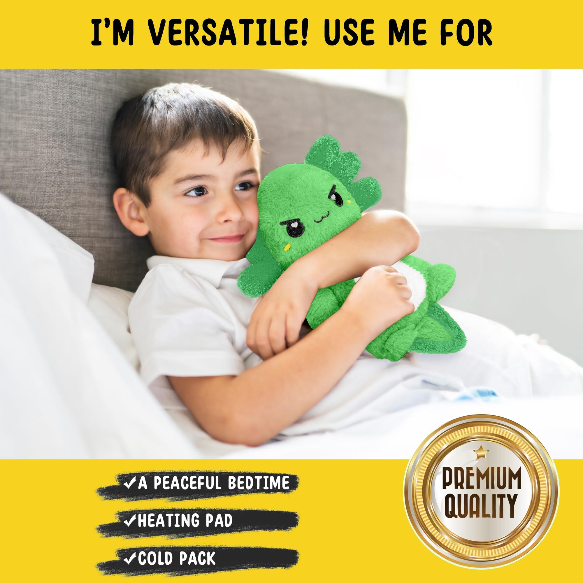 Happy Fuel Green Axolotl Microwavable 1.5 lbs Unscented Heating Pad for Women and Kids- Cute Soft Cozy Pillow Plush Heatable Warm Stuffed Animals - Kawaii Hot and Cold Plushie - Axolotl Gifts for Girls and Boys