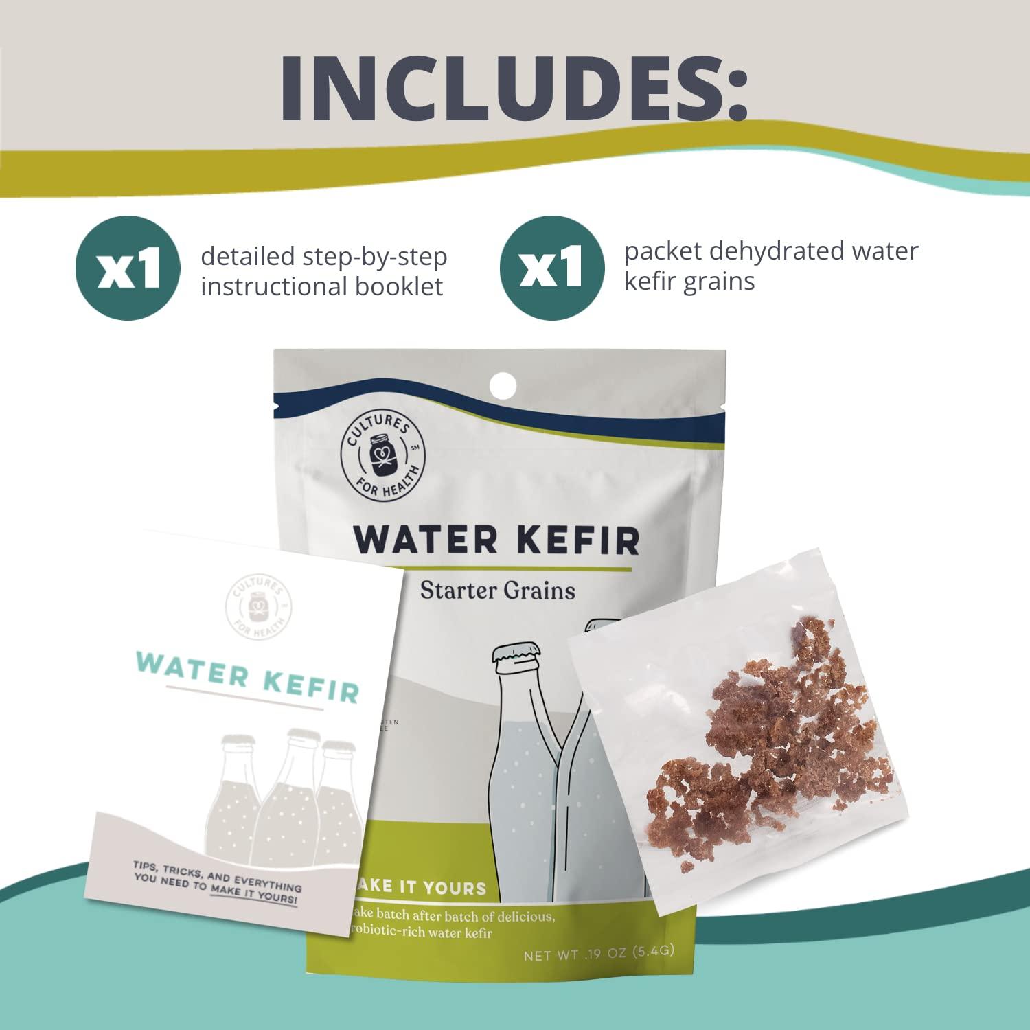 Cultures For Health Cultures for Health Water Kefir Grains | DIY Fermented Probiotic Drink for Stronger Gut Health | Heirloom Starter Makes Limitless Supply | Non-GMO Dairy Free Vegan Sparkling Water with Enzymes