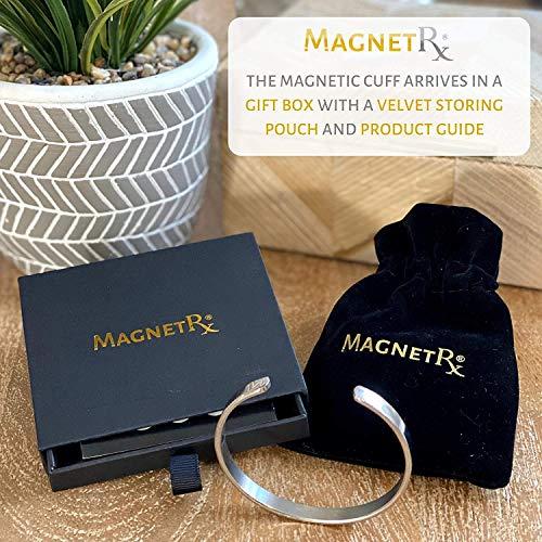 MagnetRX MagnetRX® Magnetic Bracelets for Men - Elegant Bangle, Golf/Tennis Elbow & Balance - Men’s Cuff Magnetic Bracelet (Polished Silver | Medium)