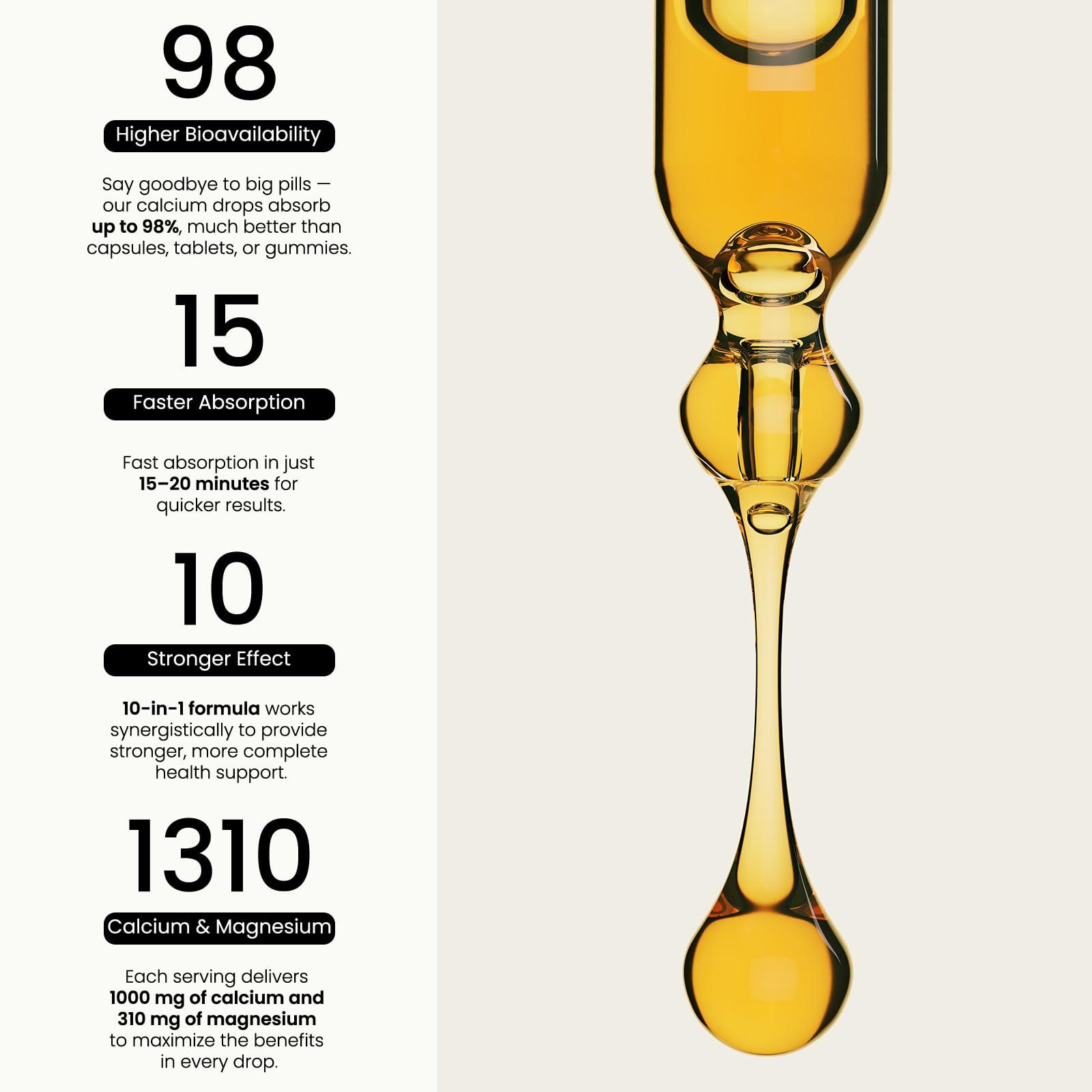 PAYAOCZ (4 Pack) 10 in 1 Calcium Magnesium Zinc Supplement, Magnesium Glycinate Complex Liquid Drops with Vitamin D3 K2 B6, Vegan Calcium Citrate Bone & Immune Health Support, Sleep & Cramps, Boron, 1 Fl Oz