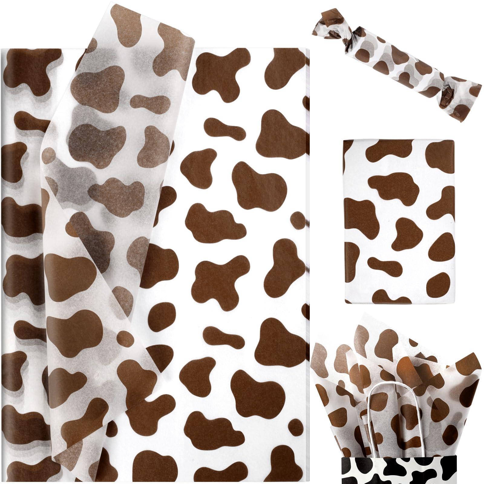 Bolsome Bolsome 100 Sheets 20 x 14 Inch Brown Cow Print Tissue Paper Highland Cow Print Tissue Paper for for Gift Wrapping, Birthday, Baby Shower, Cow Theme Party DIY Craft