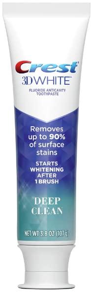 Crest Crest 3D White Toothpaste, Deep Clean, Enamel Safe Whitening 3.8 oz (107g) - Pack of 2