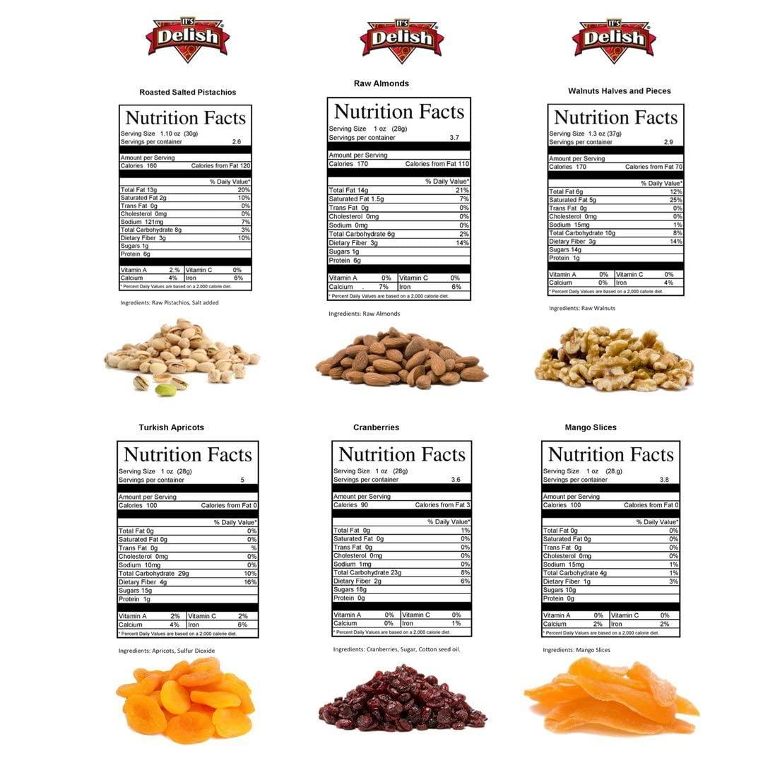 It's Delish Gourmet Raw Nuts & Dried Fruit Assortment Gift Tray 6-Pt by It\'s Delish Large Healthy Gift Box for Christmas Events Fathers Mothers Day Family Parties Birthday Valentines Anniversary & Sympathy