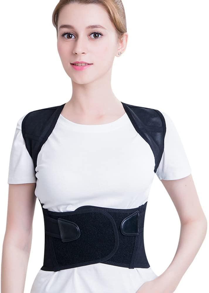 SJHY Posture Corrector Adjustable Upper Back Brace Breathable Support Straightener Providing Relief from Lumbar Neck Shoulder Clavicle Back Women Men Back Posture (Color : Black, Size : XXX-Large)