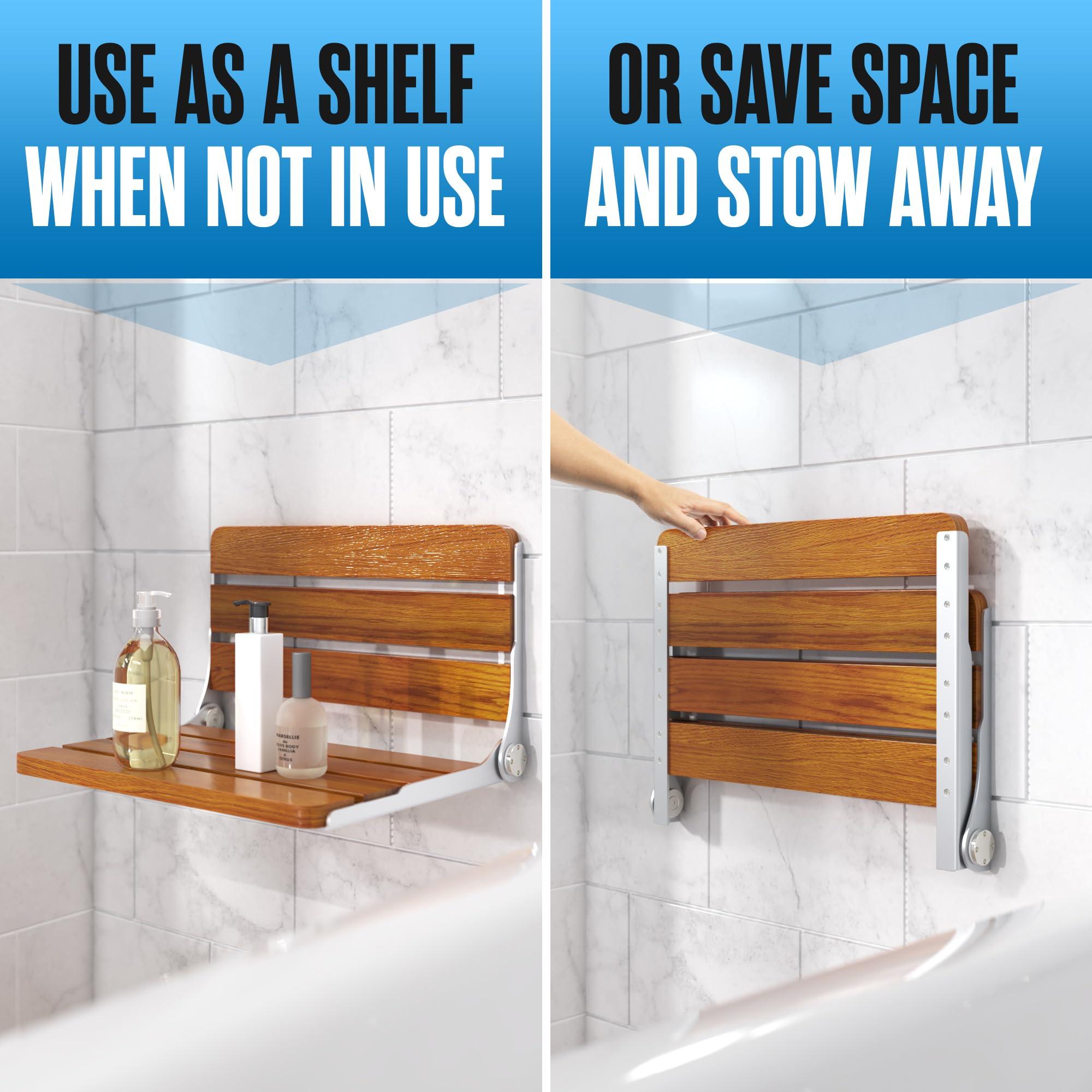 Houseables Teak Shower Seat, Folding Shower Seat Wall Mounted, Folding Shower Bench, Fold Down Shower Seat, Wall Mount Shower Seat, Wall Mount Shower Bench, Folding Teak Shower Seat, Wall Mounted Shower Bench