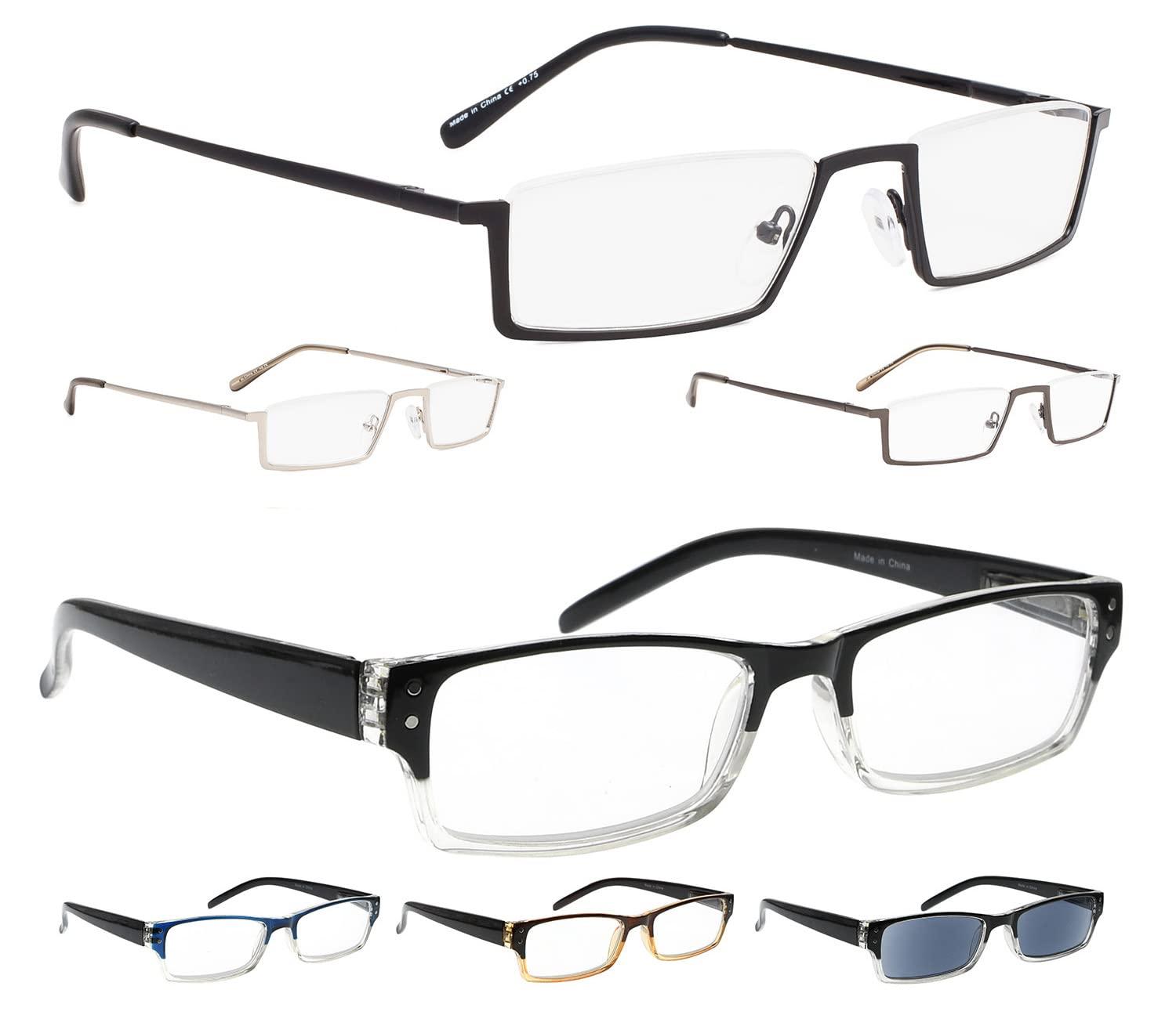 LUR LUR 3 Packs Half-rim Metal Reading Glasses + 4 Packs Classic Reading Glasses(Total 7 Pairs Readers +0.75)