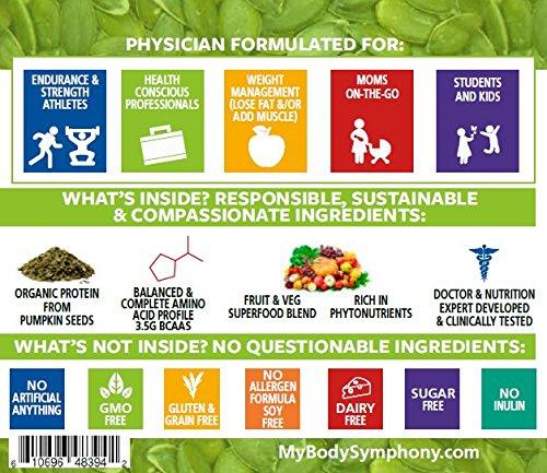 Body Symphony Body Symphony Organic Pumpkin Seed Protein Powder: The World's Best Tasting & Most Complete Plant-Based Protein Powder; Vegan, Paleo -20 Servings Chocolate Flavor - 2.2 lbs.