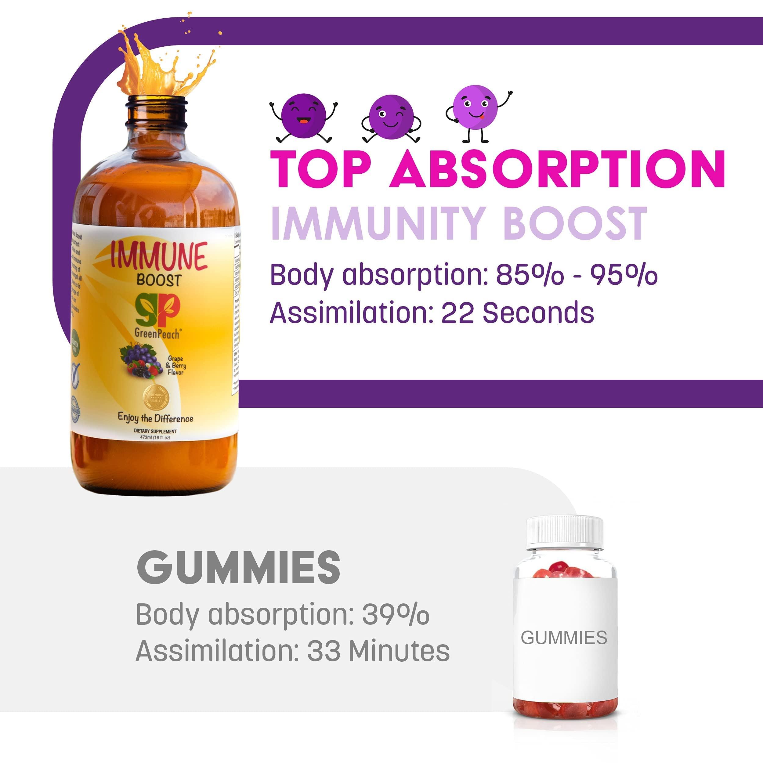 GreenPeach Liquid Immune Support for Kids & Organic Elderberry Syrup - Vitamin C D E Zinc, Elderberry Vitamin C and Zinc Kids, Kids Immune Support, Vitamin C Kids, Elderberry Kids infants toddler immune support