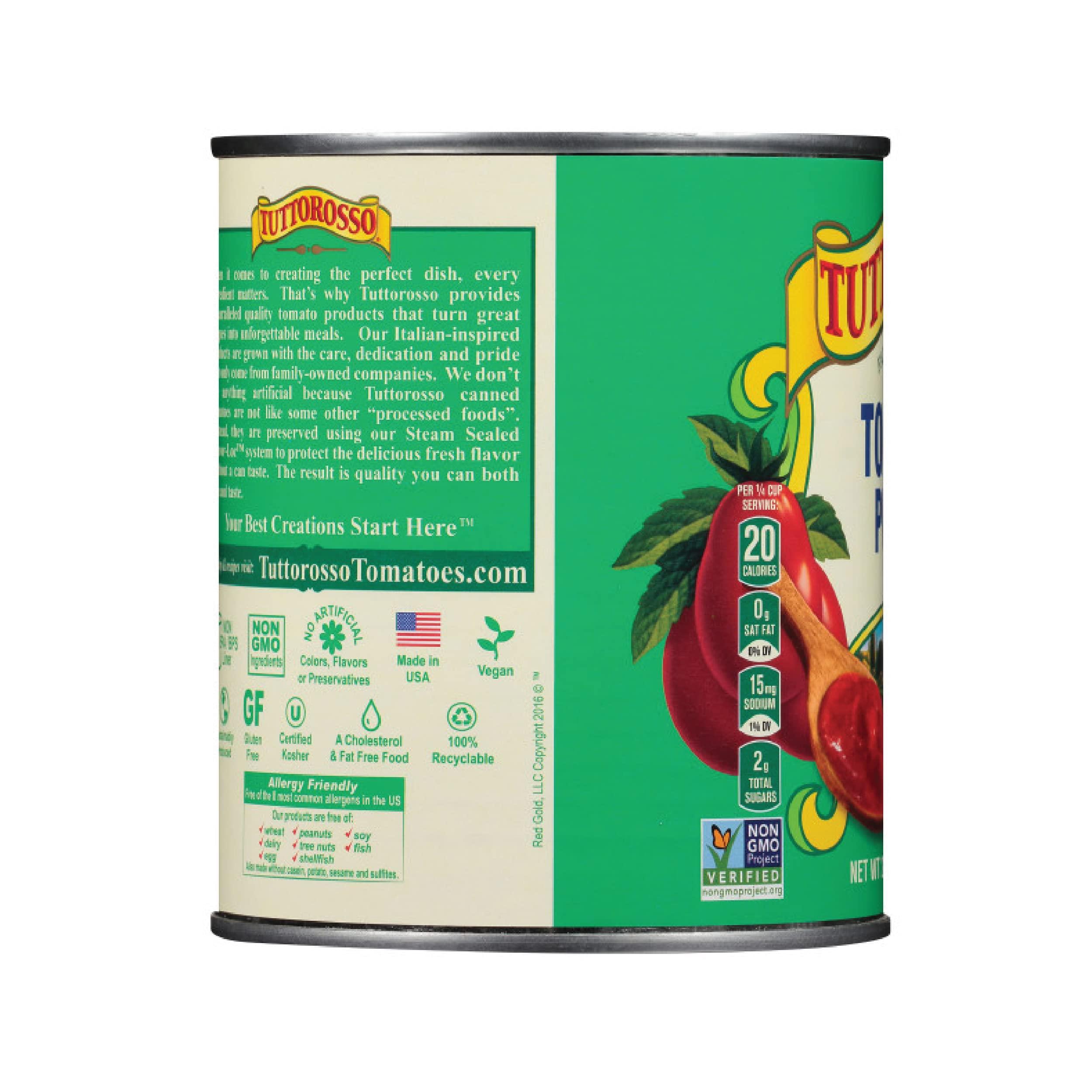 Tuttorosso Tuttorosso Tomato Puree, Gluten Free and Vegetarian Recipe, 28 Ounce Can, 4-Pack