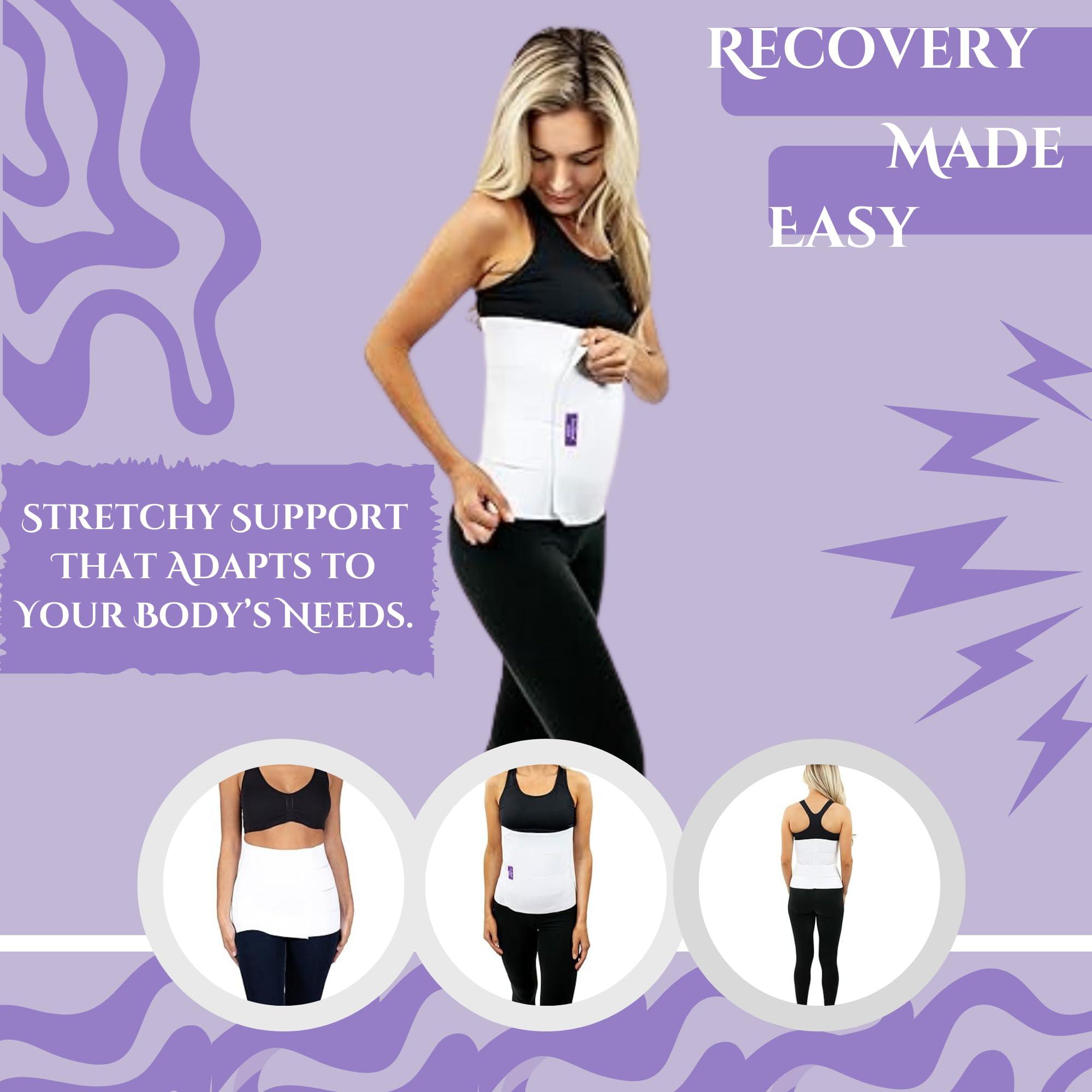 ContourMD Abdominal Binder Post Surgery Compression Wrap - Torso Liposuction, Mommy Makeover, and Tummy Tuck Compression Garment - White 12in Postpartum Belt and C-Section Recovery Belly Band (S13-12) Large