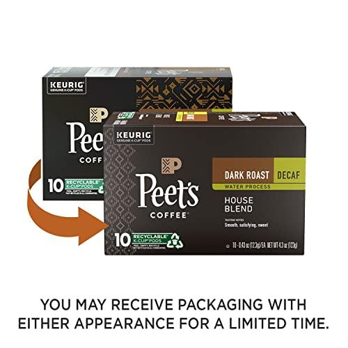 Peet's Coffee Peet's Coffee, Dark Roast Decaffeinated Coffee K-Cup Pods for Keurig Brewers - Decaf House Blend 10 Count (1 Box of 10 K-Cup Pods) Packaging May Vary