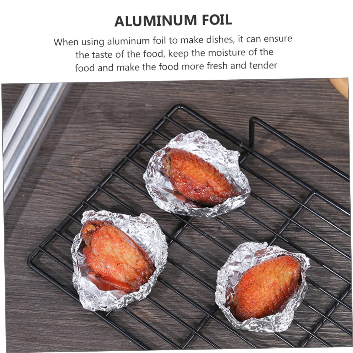 Healeved 4 Rolls aluminum foil paper aluminum foil wrap tinfoil Cooking Tin Foil tray foil pie tin BBQ Tin Foil aluminum baking tin foil wraps pan bakeware