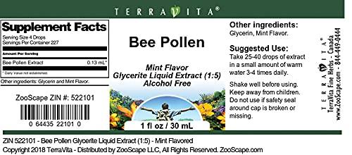 TerraVita Bee Pollen Glycerite Liquid Extract (1:5) - Mint Flavored (1 oz, ZIN: 522101) - 3 Pack
