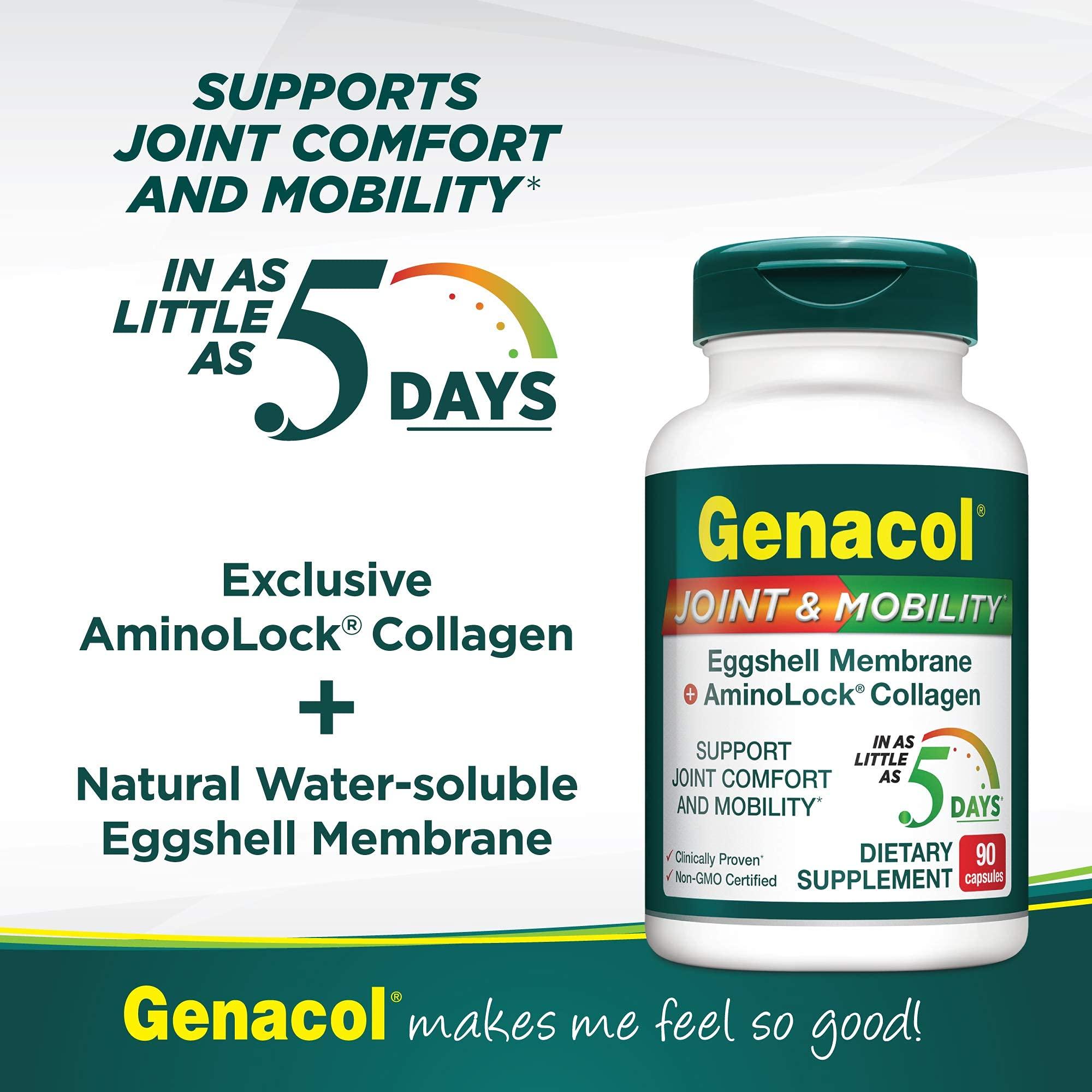 Genacol Genacol Collagen & Natural Eggshell Membrane | Achieve Rapid Joint Relief in as little than Just 5 Days| Patented hydrolyzed collagen joint support supplement Joint & Mobility 90 Capsules
