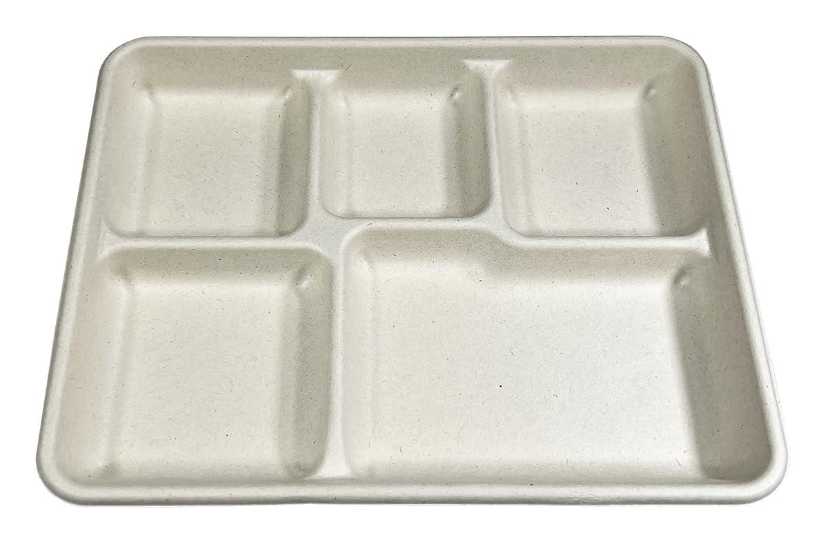 Mission Nutrition Disposable & Compostable Bamboo Fiber 5 Compartment Tray - (500/Case)