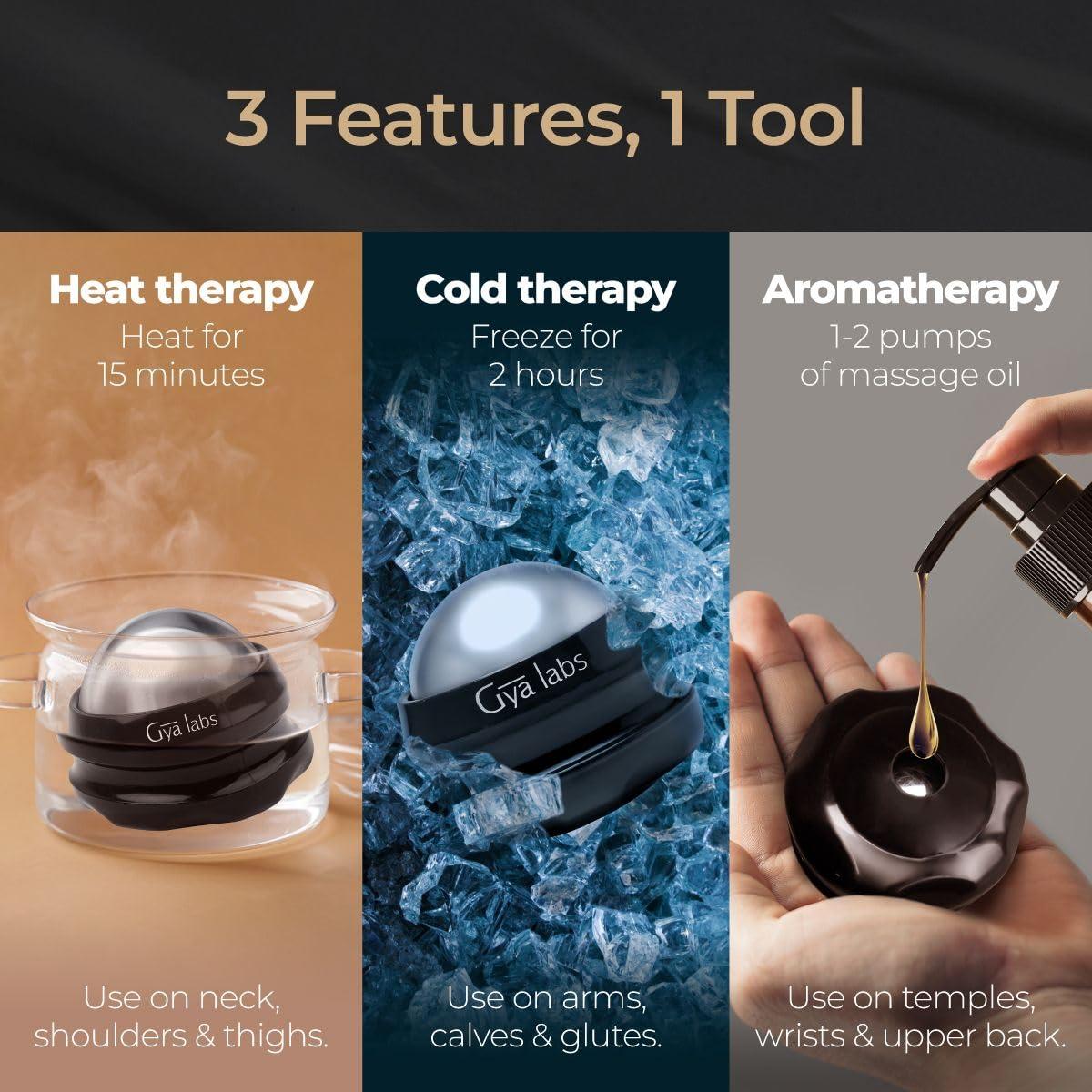Gya Labs Gya Labs Cold Massage Roller Ball - 3-in-1 Recovery Tool for Cryotherapy, Heat Therapy & Aromatherapy - Cold Therapy Massage Roller Ball for Back, Muscle & Face
