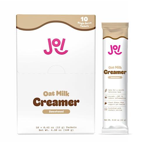 JOI Oat Milk Coffee Creamer, Sweetened 10ct Carton by JOI - Superfood, Vegan, Dairy Free, Plant Based, Kosher, Shelf-Stable, Barista, Fortified with Calcium. Use in Coffee or Protein Shakes. Single Serve.