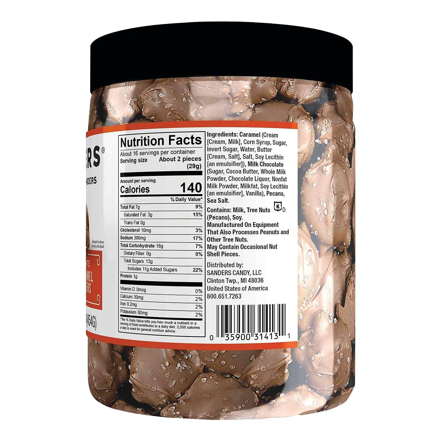 Second Nature Brands Sanders Milk Chocolate Sea Salt Caramel Pecan Clusters - 18 oz Tub