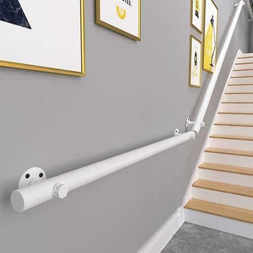 LSXIAO-Wall Art Handrails Complete Kit, Wall Mounted Pine Wood Round Bar Staircase Railing, Barrier-Free Non-Slip Staircase Grab Bar, for Indoor Stairs, Garden, Corridor, Lofts (Color : White, Size : 30CM)