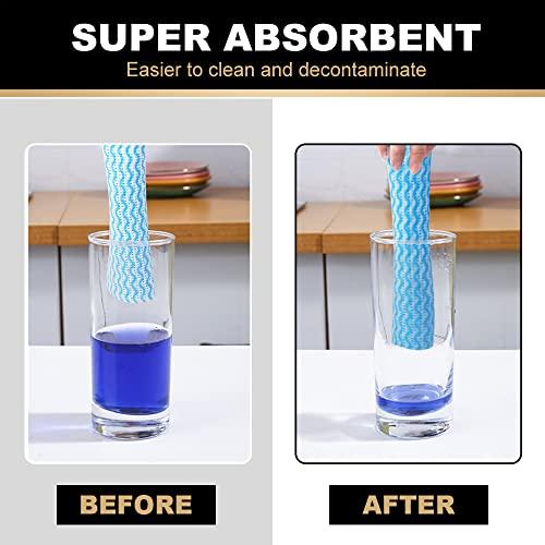 Supmaquc Supmaquc 2 Pack Upgraded Reusable Cleaning Cloths Extra Thick Durable Disposable Cleaning Towels Kitchen Dish Paper Multi Purpose Household Towels Thickened Non Woven Wipes, 7.9\"X11.8\", Blue